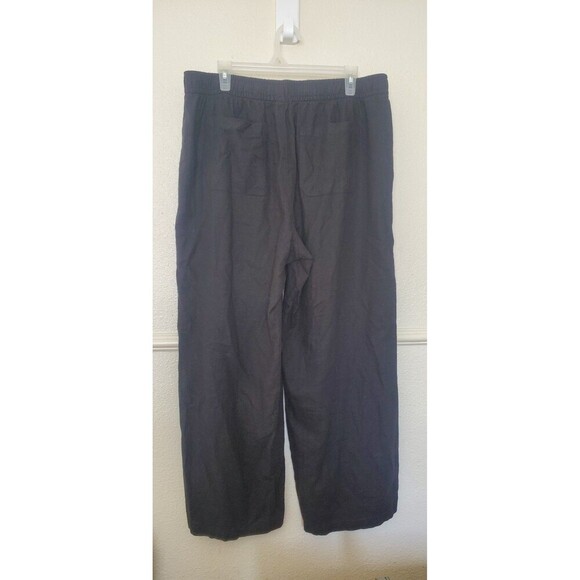 Old Navy Linen Pants High Rise Wide Leg Straight Comfort Waist Rayon Black Sz L - Picture 15 of 16